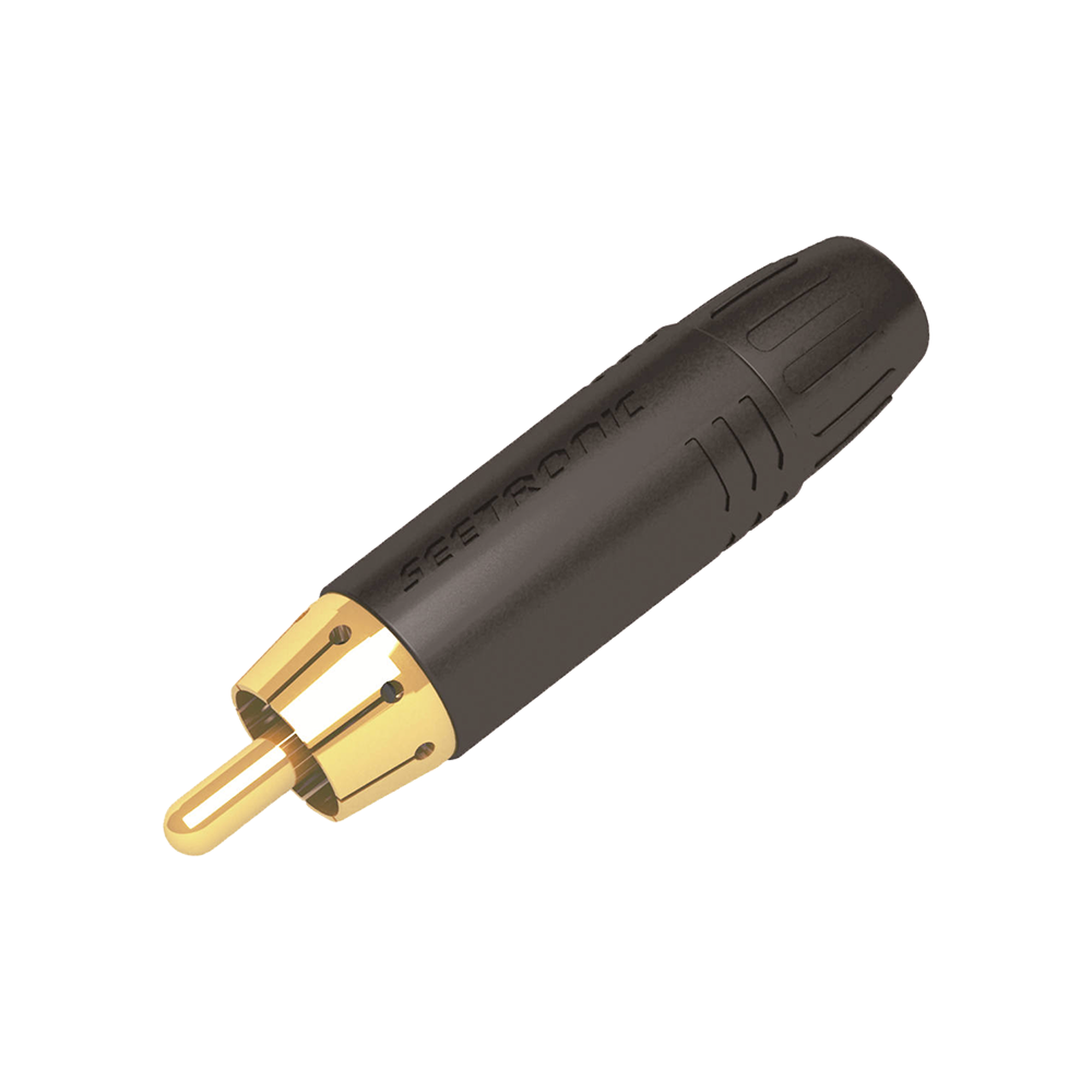 MT380 Conector Macho RCA | Carcasa Enchapada en Negro | Contacto Enchapado en Oro | Cable OD 3.5-6.5mm